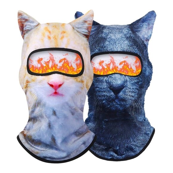 Fleece-Lined Balaclava Ski Mask with Cat Ears for Winter Sports Cat Balaclava Helmet Cover Crochet Ski Mask Winter Snow  main image 2